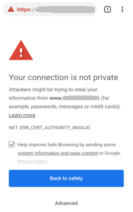 Your Connection is Not Private - Android error