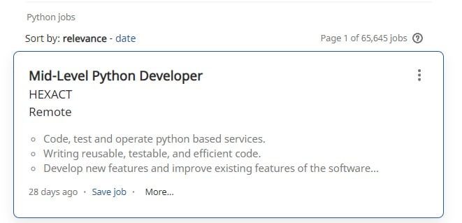 Python developer jobs