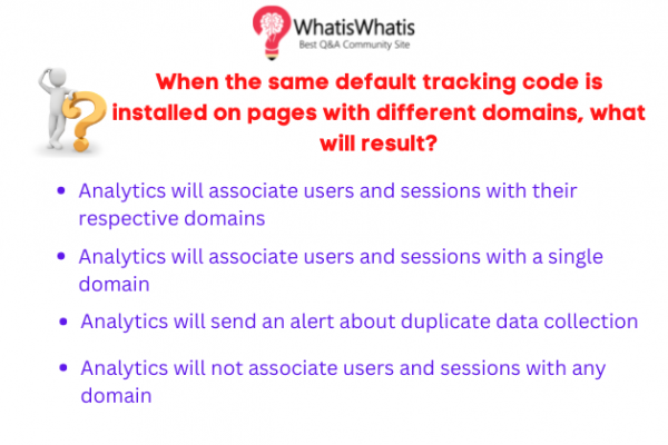 When the same default tracking code is installed on pages with different domains, what will result?