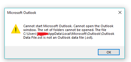 Outlook Error OST is Not an Outlook Data File